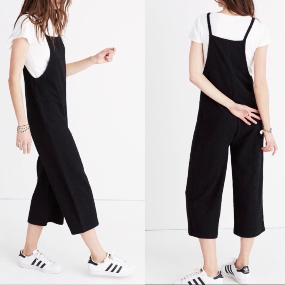 Madewell Knit Wide Leg Overalls Size Small Crop Textured Knit‎